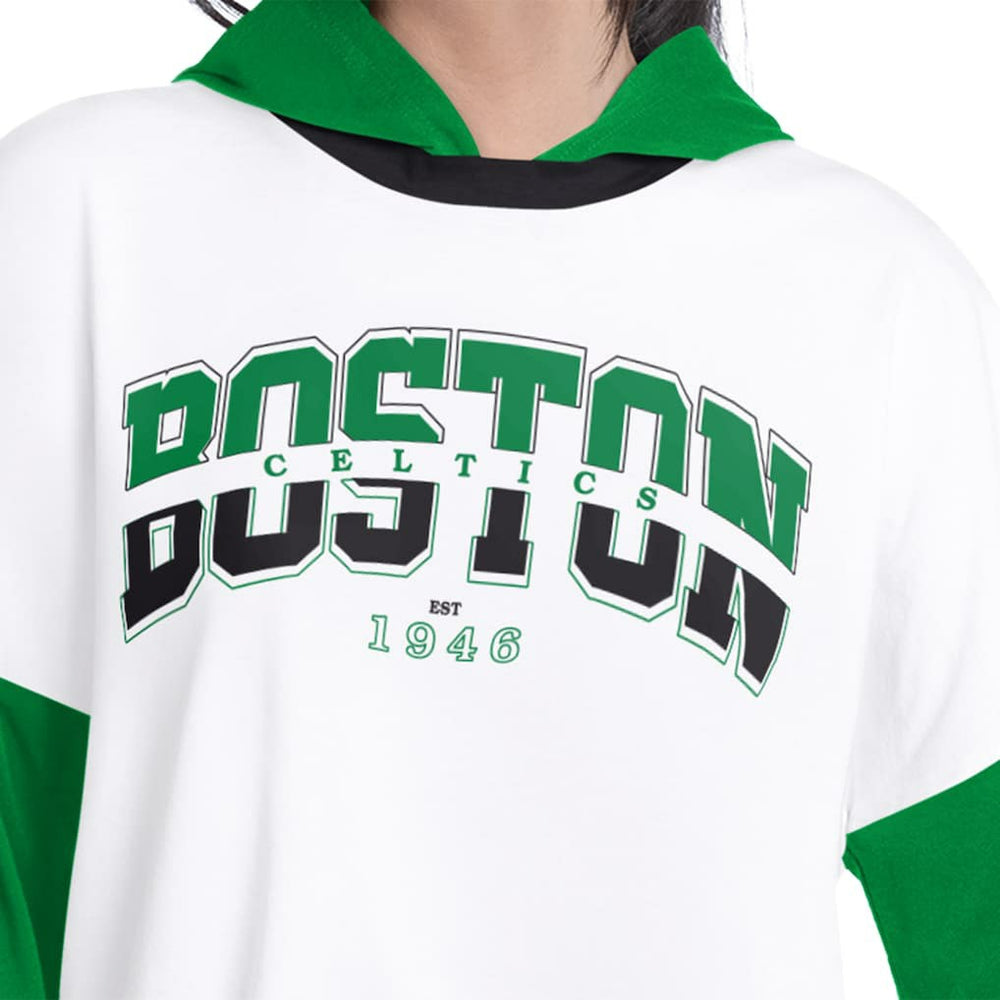 Boston Celtics G-III 4Her by Carl Banks Women's Key Player Oversized Hooded Long Sleeve T-Shirt White/Green - NBA