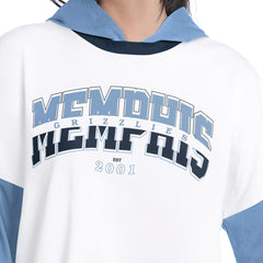 Memphis Grizzlies G-III 4Her by Carl Banks Women's Key Player Oversized Hooded Long Sleeve T-Shirt White/Blue - NBA