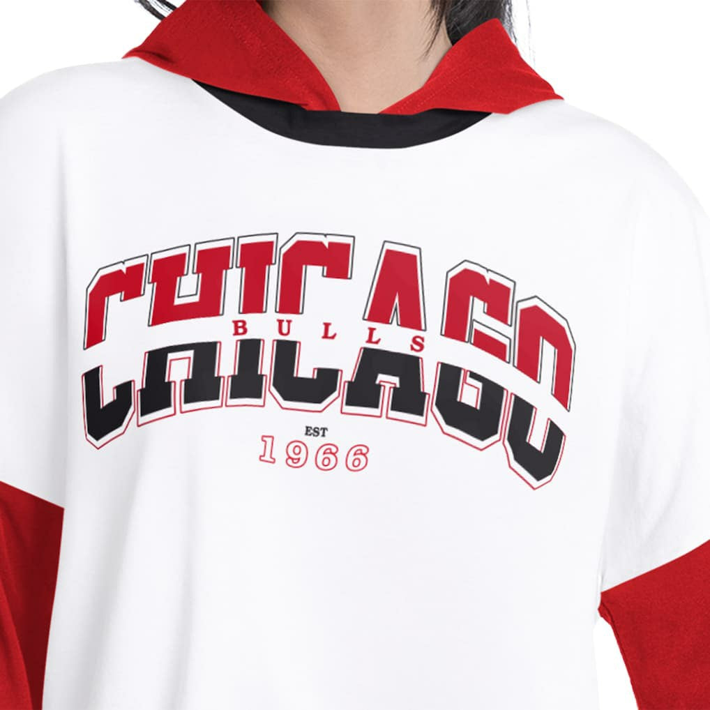 Chicago Bulls G-III 4Her by Carl Banks Women's Key Player Oversized Hooded Long Sleeve T-Shirt White/Red - NBA