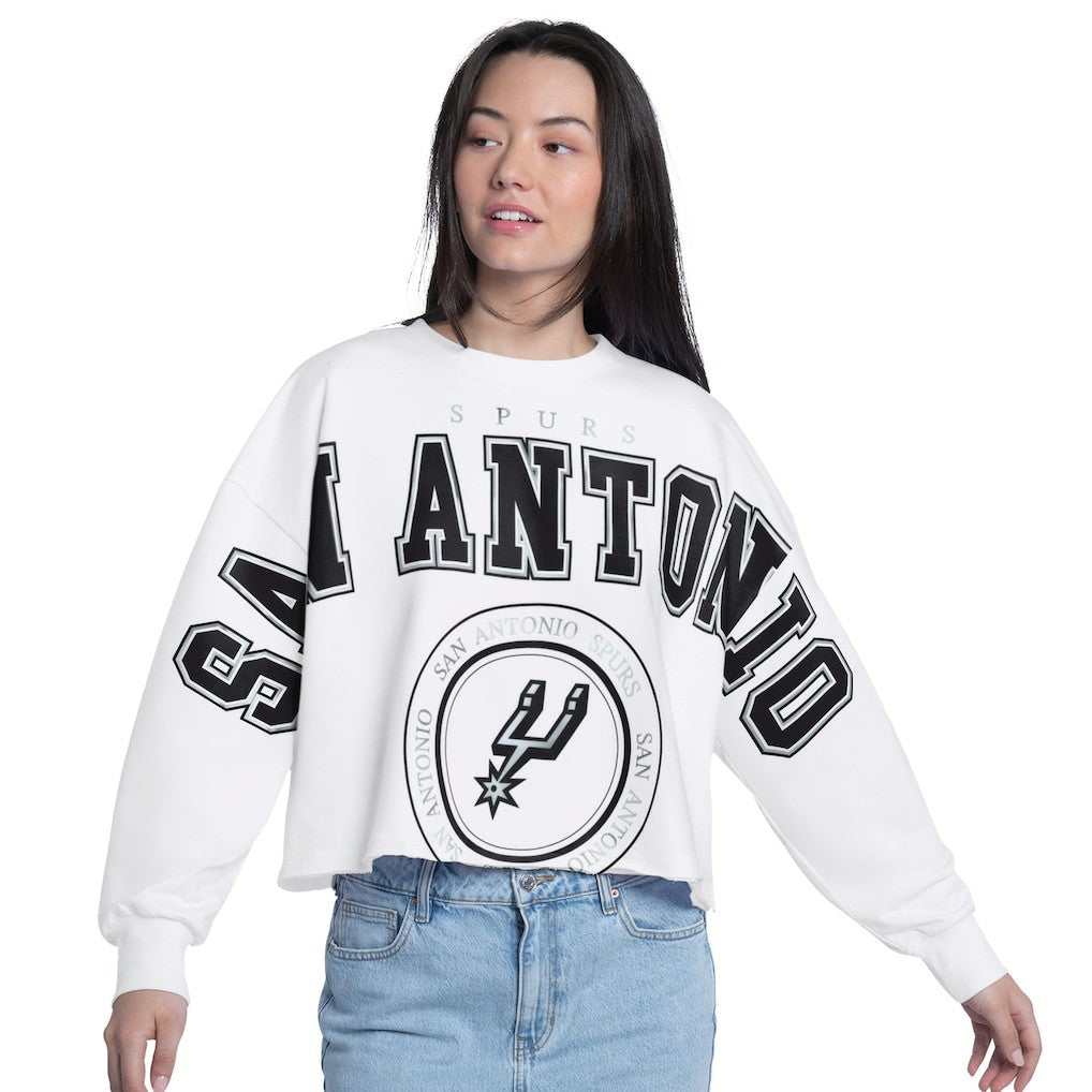 San Antonio Spurs G-III 4Her by Carl Banks Women's Bleachers Cropped French Terry Sweatshirt White - NBA