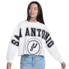San Antonio Spurs G-III 4Her by Carl Banks Women's Bleachers Cropped French Terry Sweatshirt White - NBA