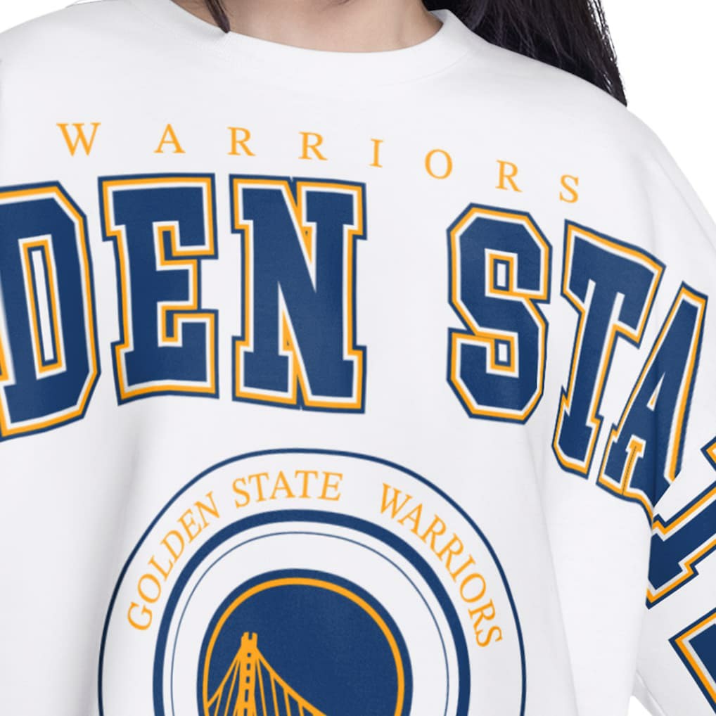Golden State Warriors G-III 4Her by Carl Banks Women's Bleachers Cropped French Terry Sweatshirt White - NBA