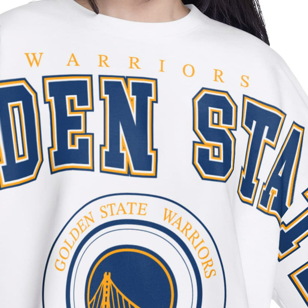 Golden State Warriors G-III 4Her by Carl Banks Women's Bleachers Cropped French Terry Sweatshirt White - NBA