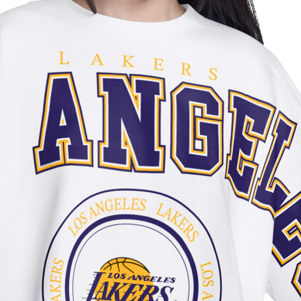 Los Angeles Lakers G-III 4Her by Carl Banks Women's Bleachers Cropped French Terry Sweatshirt White - NBA