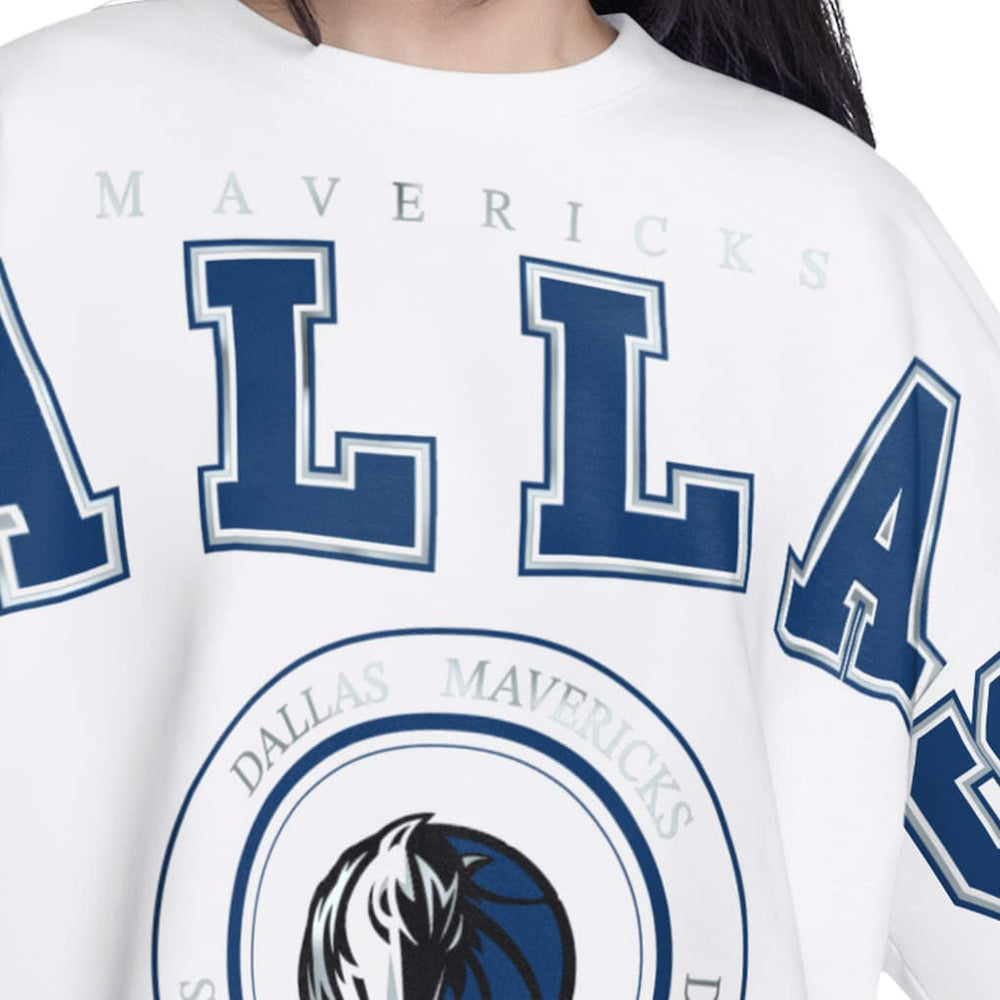 Dallas Mavericks G-III 4Her by Carl Banks Women's Bleachers Cropped French Terry Sweatshirt White - NBA