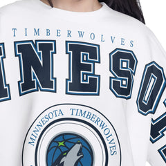 Minnesota Timberwolves G-III 4Her by Carl Banks Women's Bleachers Cropped French Terry Sweatshirt White - NBA