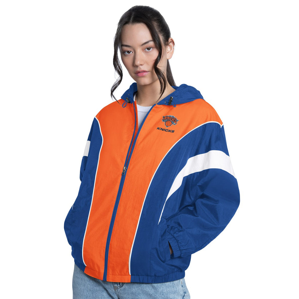 New York Knicks G-III 4Her by Carl Banks Women's Quarterback Lightweight Oversized Full-Zip Jacket Royal/Orange - NBA