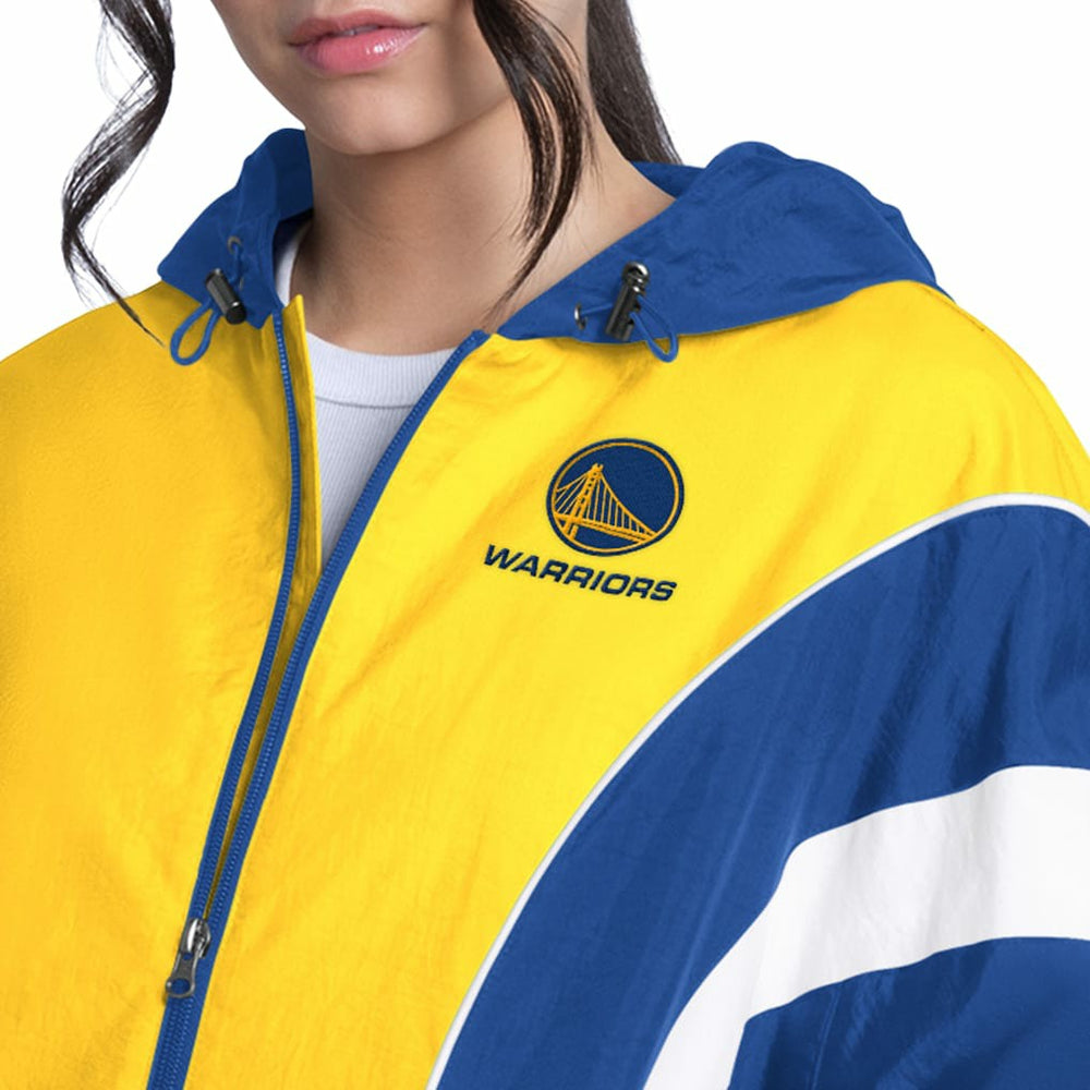 Golden State Warriors G-III 4Her by Carl Banks Women's Quarterback Lightweight Oversized Full-Zip Jacket Royal/Gold - NBA