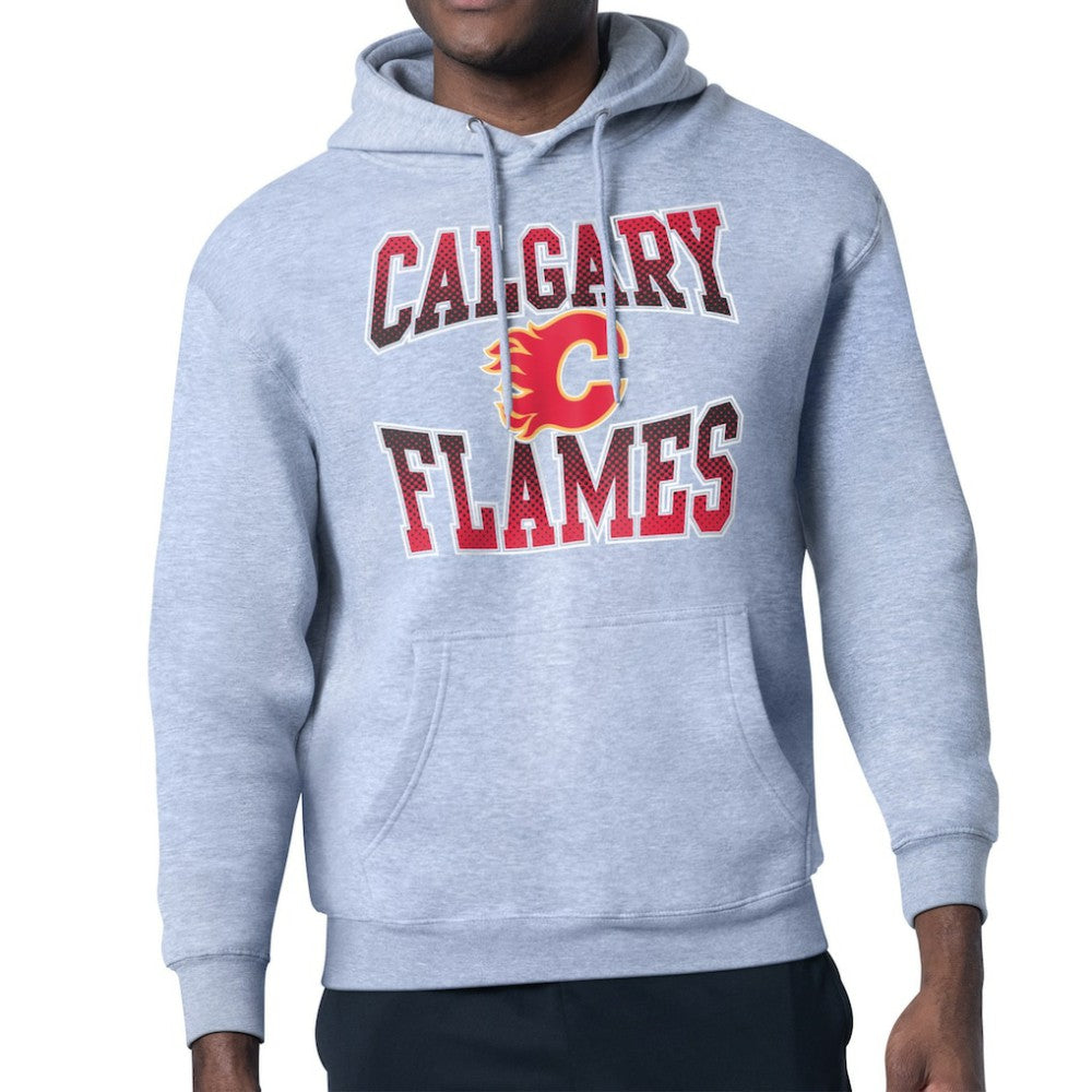 Calgary Flames Starter Comic Style Team Graphic Hoodie - Gray - NHL