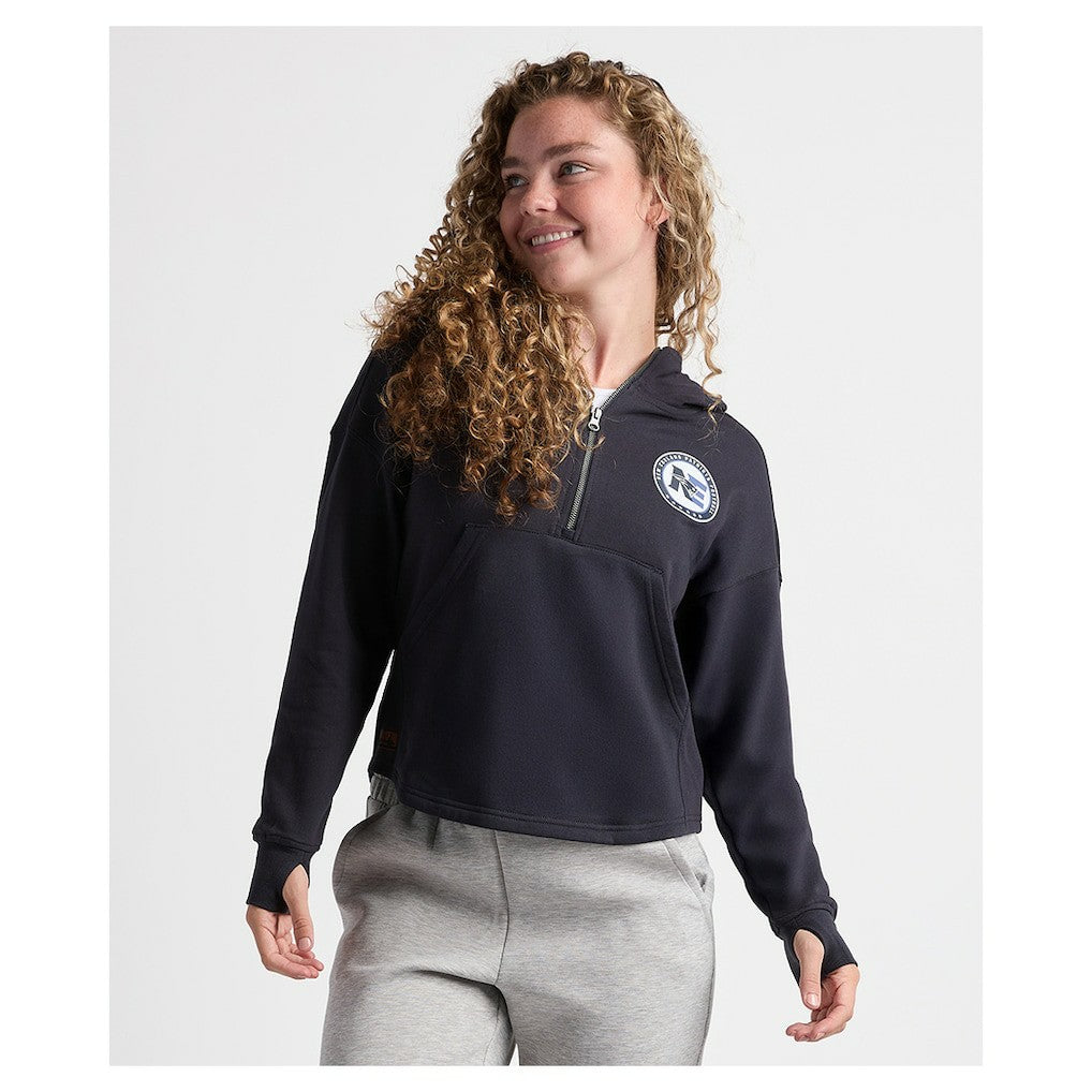 Charles River x New England Patriots Women's Willow Fleece Quarter-Zip Hoodie Navy | NFL
