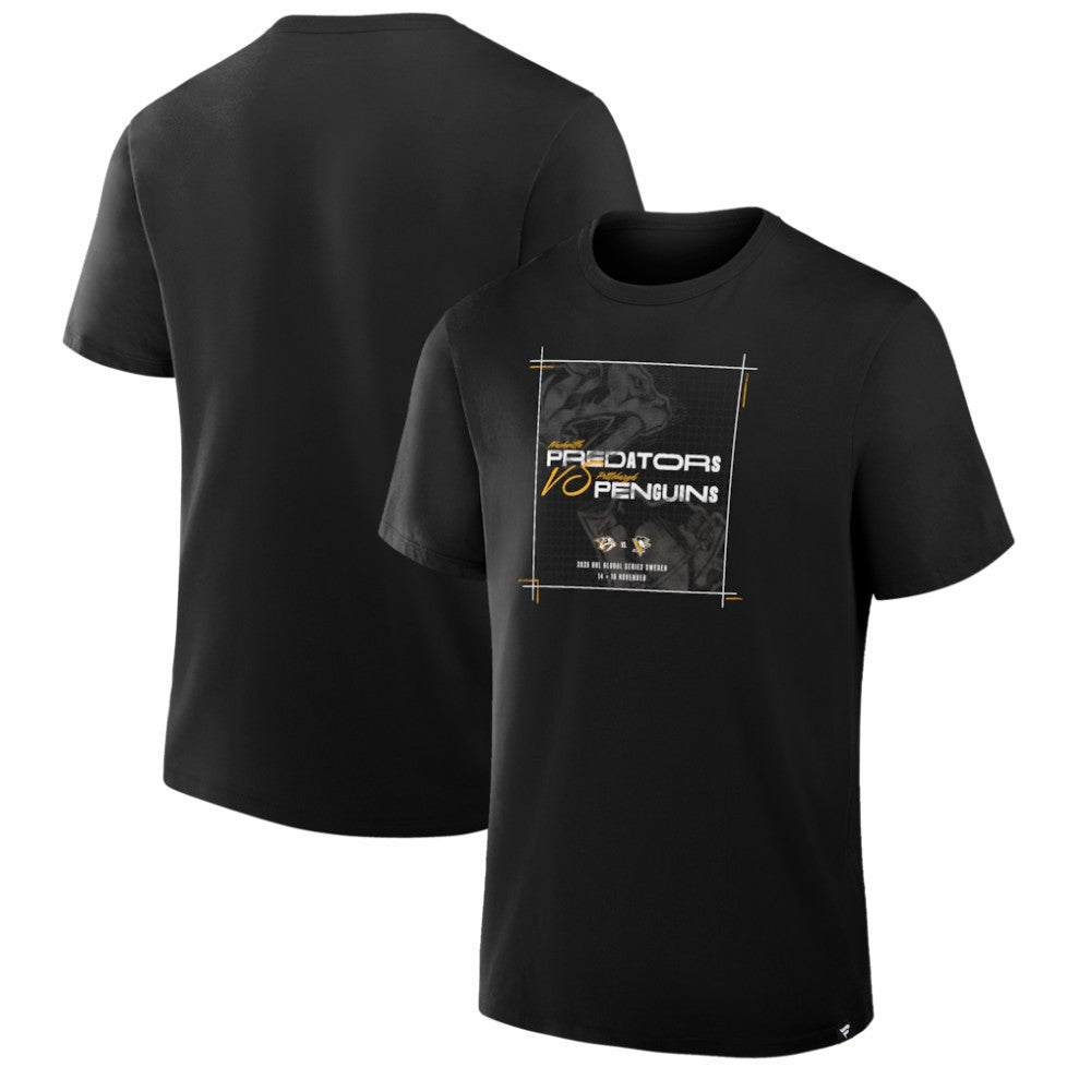Nashville Predators vs. Pittsburgh Penguins 2025 NHL Global Series Matchup Legacy T-Shirt - Black - NHL