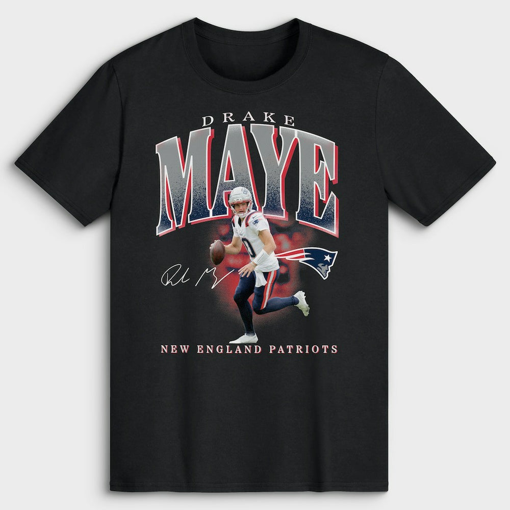 Drake Maye New England Patriots Player Hype T-Shirt Black | NFL