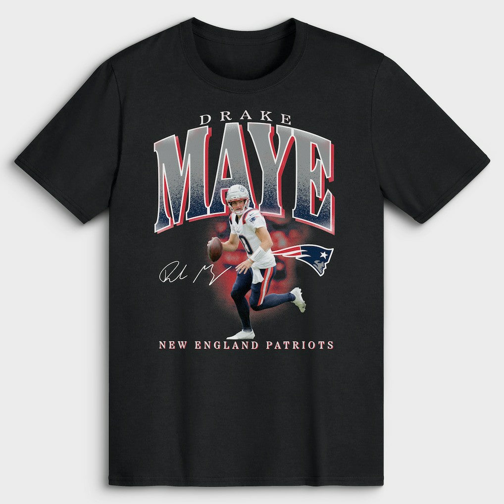 Drake Maye New England Patriots Player Hype T-Shirt Black | NFL