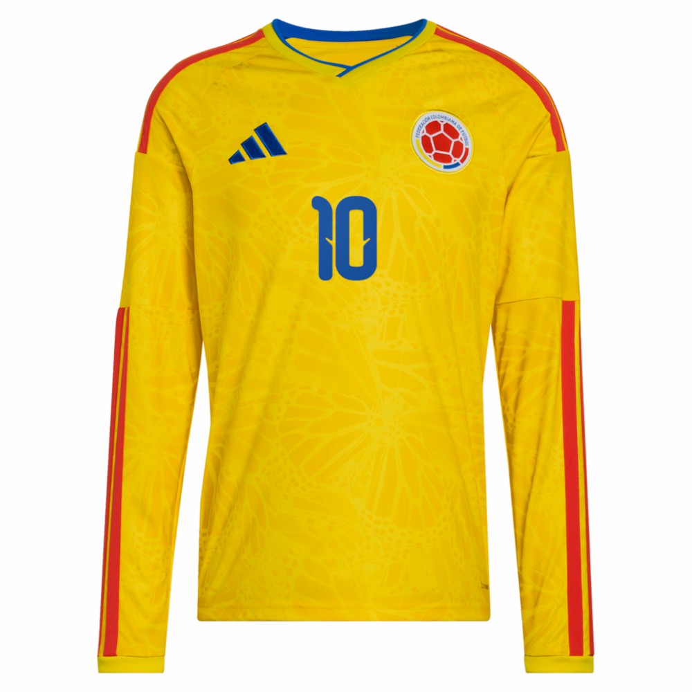 James Rodriguez Colombia National Team 2026 Home Replica Long Sleeve Jersey Yellow | Adidas