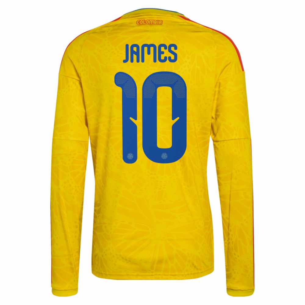 James Rodriguez Colombia National Team 2026 Home Replica Long Sleeve Jersey Yellow | Adidas