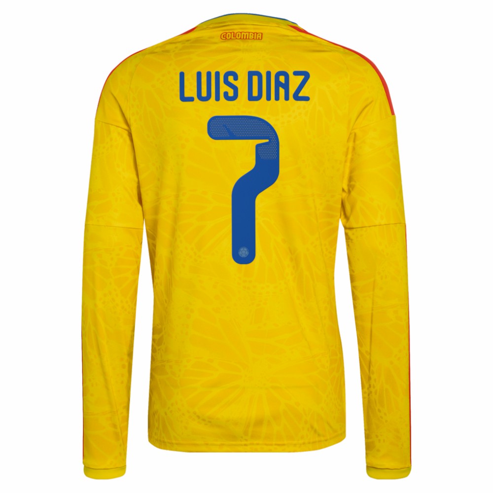 Luis Diaz Colombia National Team 2026 Home Replica Long Sleeve Jersey Yellow | Adidas discount