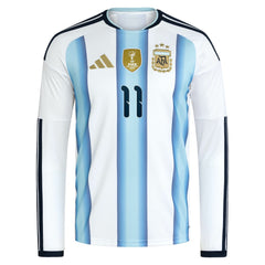 Angel Di Maria Argentina National Team 2026 Home Replica Long Sleeve Jersey White | Adidas cheap