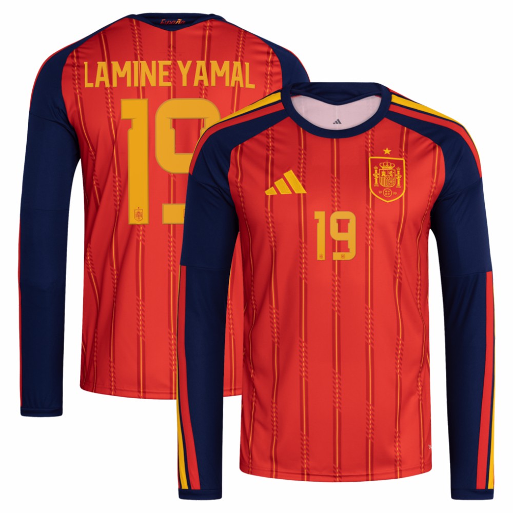 Lamine Yamal Spain National Team 2026 Home Replica Long Sleeve Jersey Red | Adidas Online