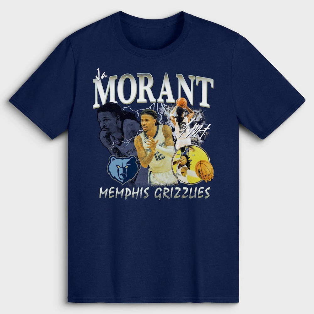Ja Morant Memphis Grizzlies Player Collage T-Shirt Navy - NBA