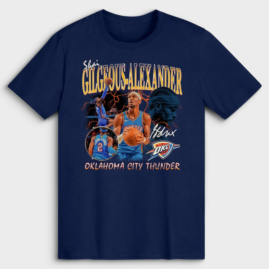 Shai Gilgeous-Alexander Oklahoma City Thunder Player Collage T-Shirt Navy - NBA