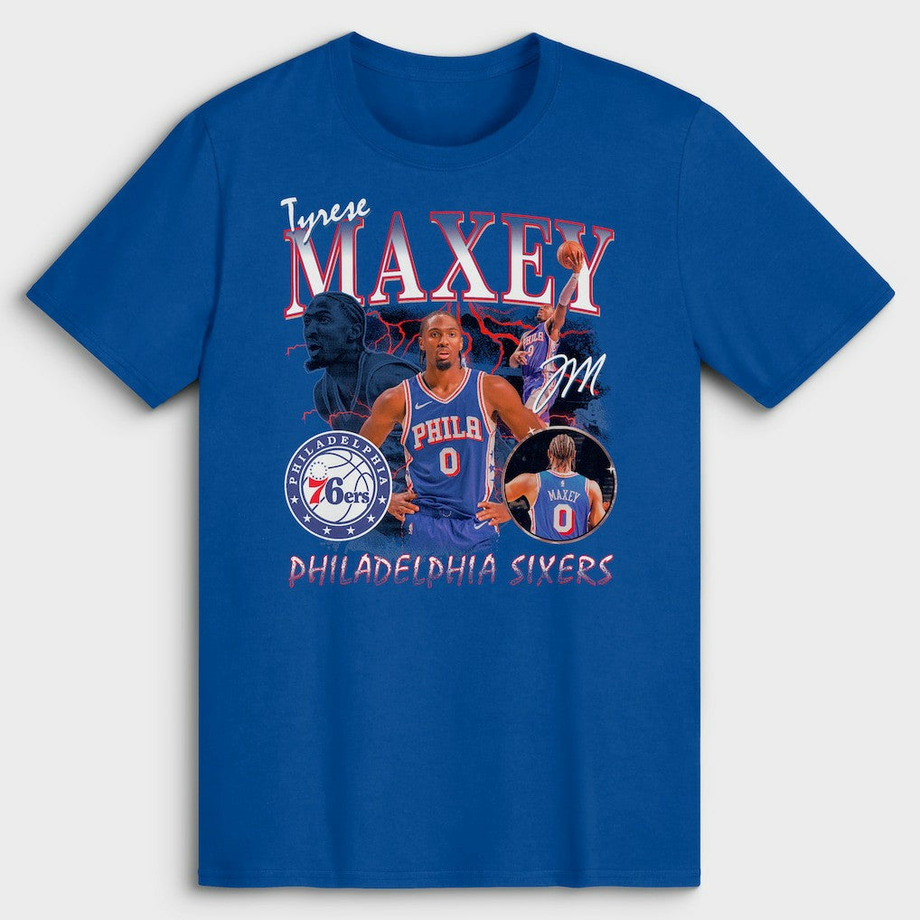 Tyrese Maxey Philadelphia 76ers Player Collage T-Shirt Royal - NBA