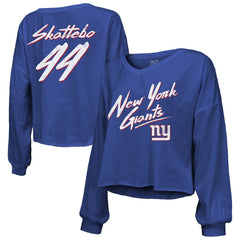 Cam Skattebo New York Giants Majestic Threads Women's Script Name & Number Long Sleeve T-Shirt Royal | NFL