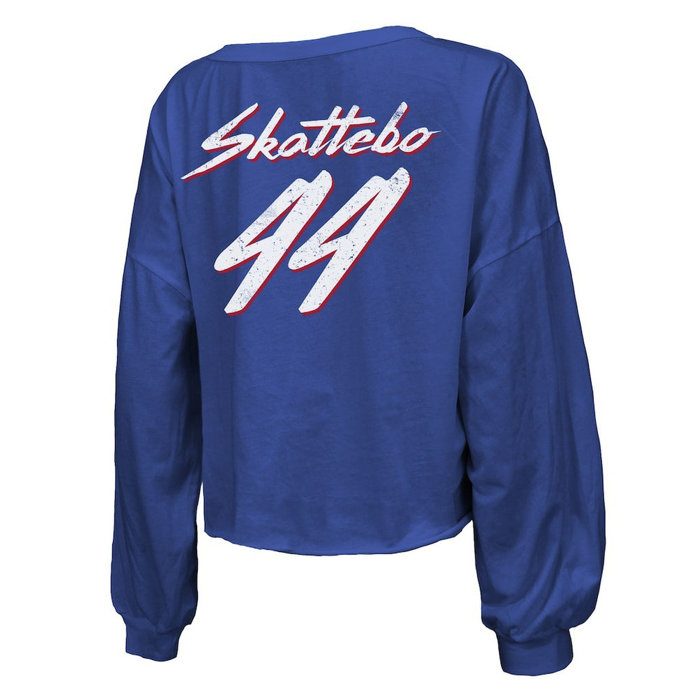 Cam Skattebo New York Giants Majestic Threads Women's Script Name & Number Long Sleeve T-Shirt Royal | NFL