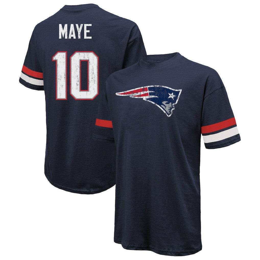 Drake Maye New England Patriots Majestic Threads Oversized T-Shirt Navy | NFL