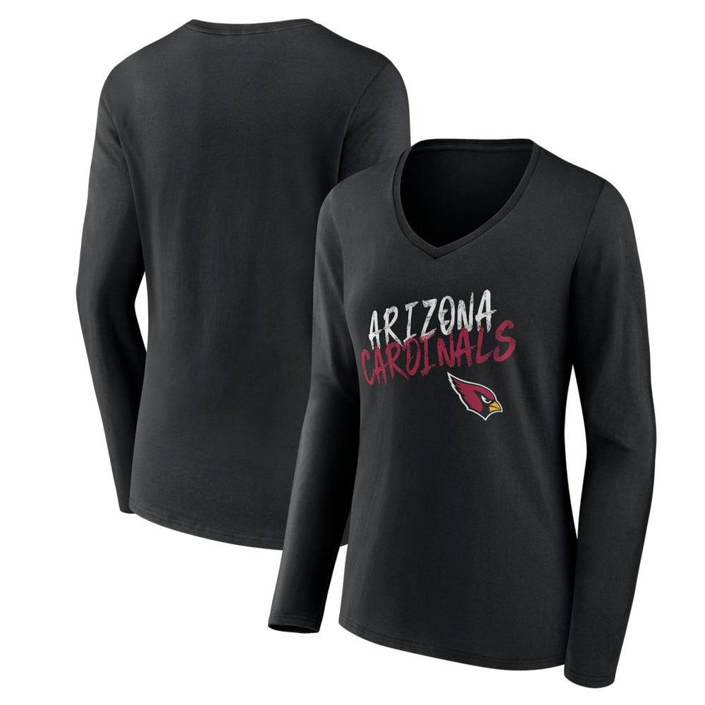 Arizona Cardinals Women's Hustle Long Sleeve V-Neck T-Shirt Black | NFL