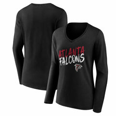 Atlanta Falcons Women's Hustle Long Sleeve V-Neck T-Shirt Black | NFL