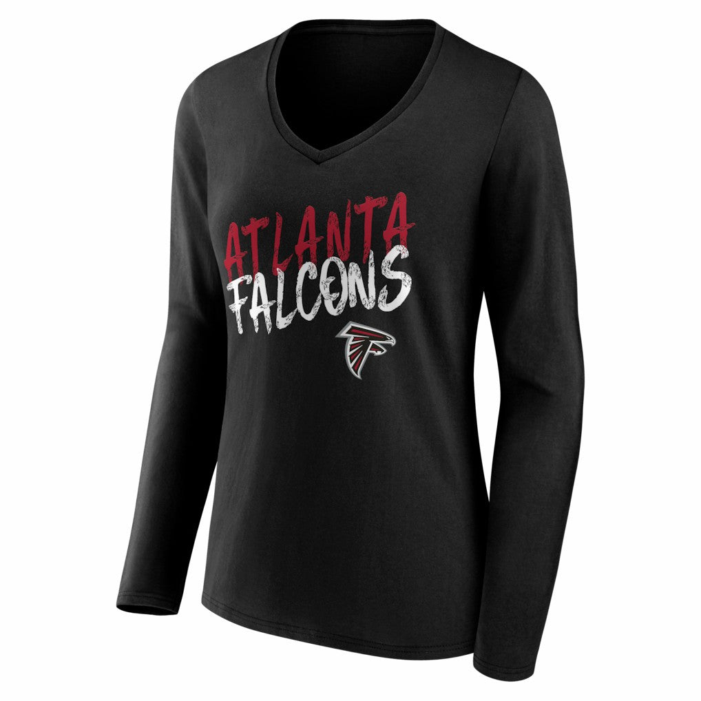 Atlanta Falcons Women's Hustle Long Sleeve V-Neck T-Shirt Black | NFL