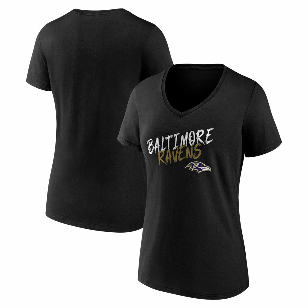 Baltimore Ravens Women's Hustle V-Neck T-Shirt Black | NFL