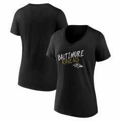 Baltimore Ravens Women's Hustle V-Neck T-Shirt Black | NFL