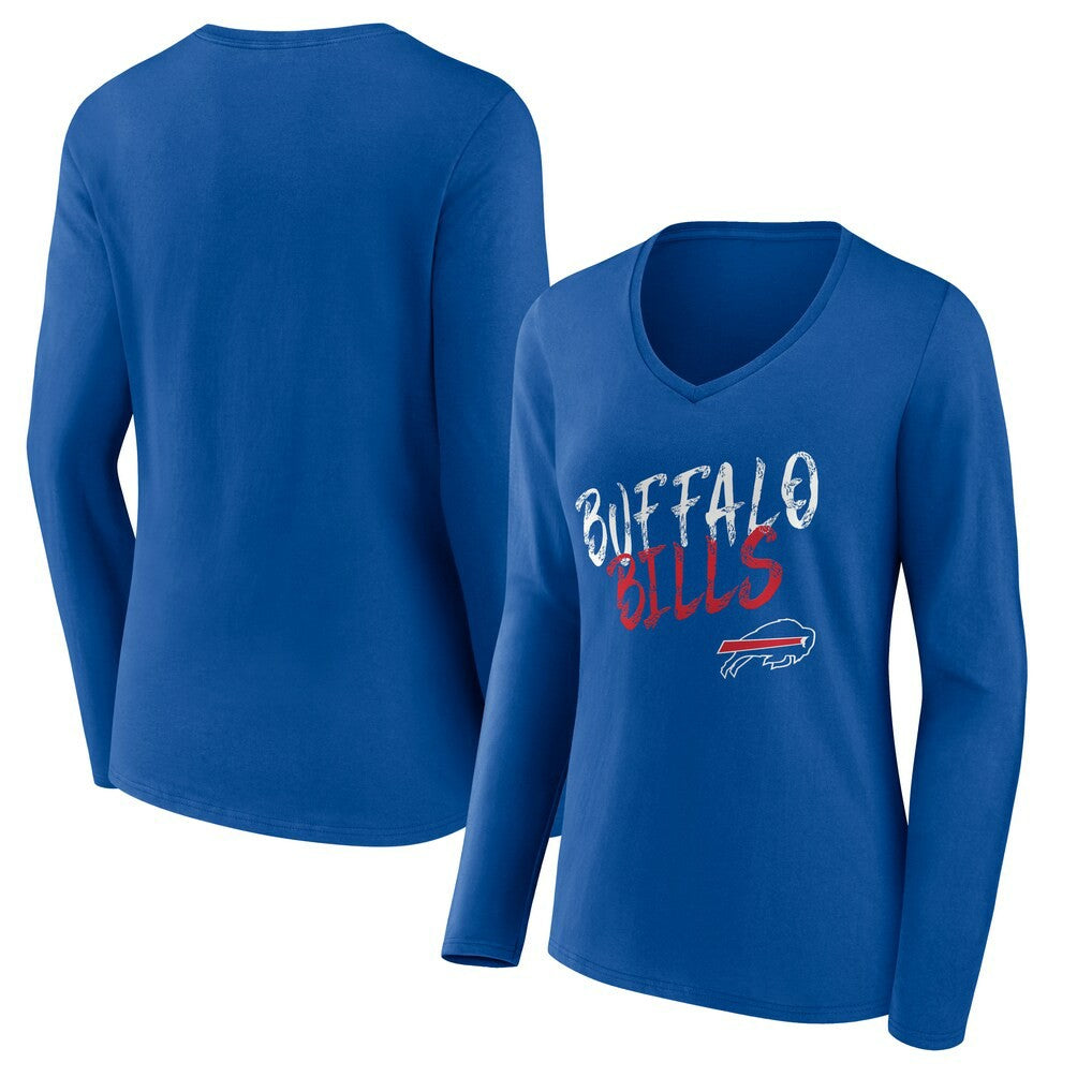 Buffalo Bills Women's Hustle Long Sleeve V-Neck T-Shirt Royal | NFL