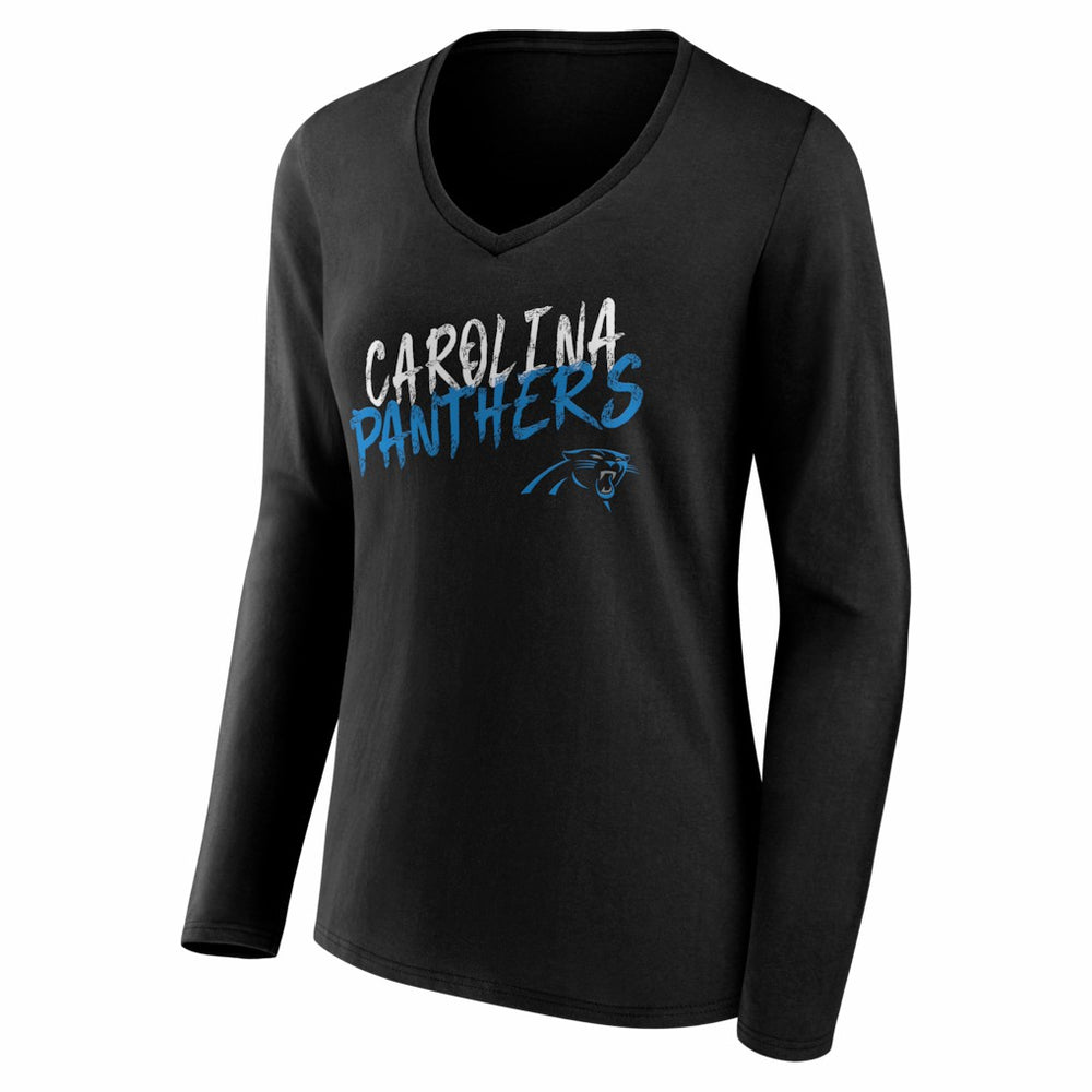 Carolina Panthers Women's Hustle Long Sleeve V-Neck T-Shirt Black | NFL