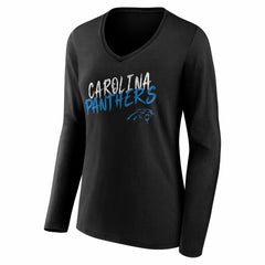 Carolina Panthers Women's Hustle Long Sleeve V-Neck T-Shirt Black | NFL