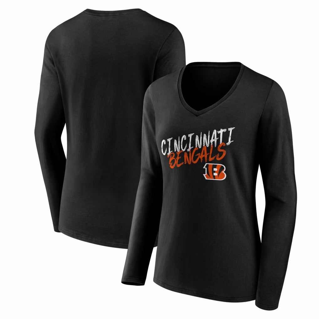 Cincinnati Bengals Women's Hustle Long Sleeve V-Neck T-Shirt Black | NFL