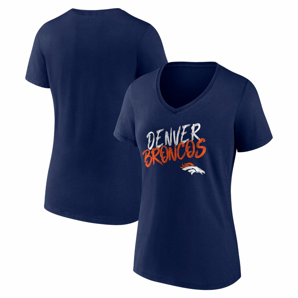 Denver Broncos Women's Hustle V-Neck T-Shirt Navy | NFL
