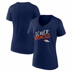 Denver Broncos Women's Hustle V-Neck T-Shirt Navy | NFL