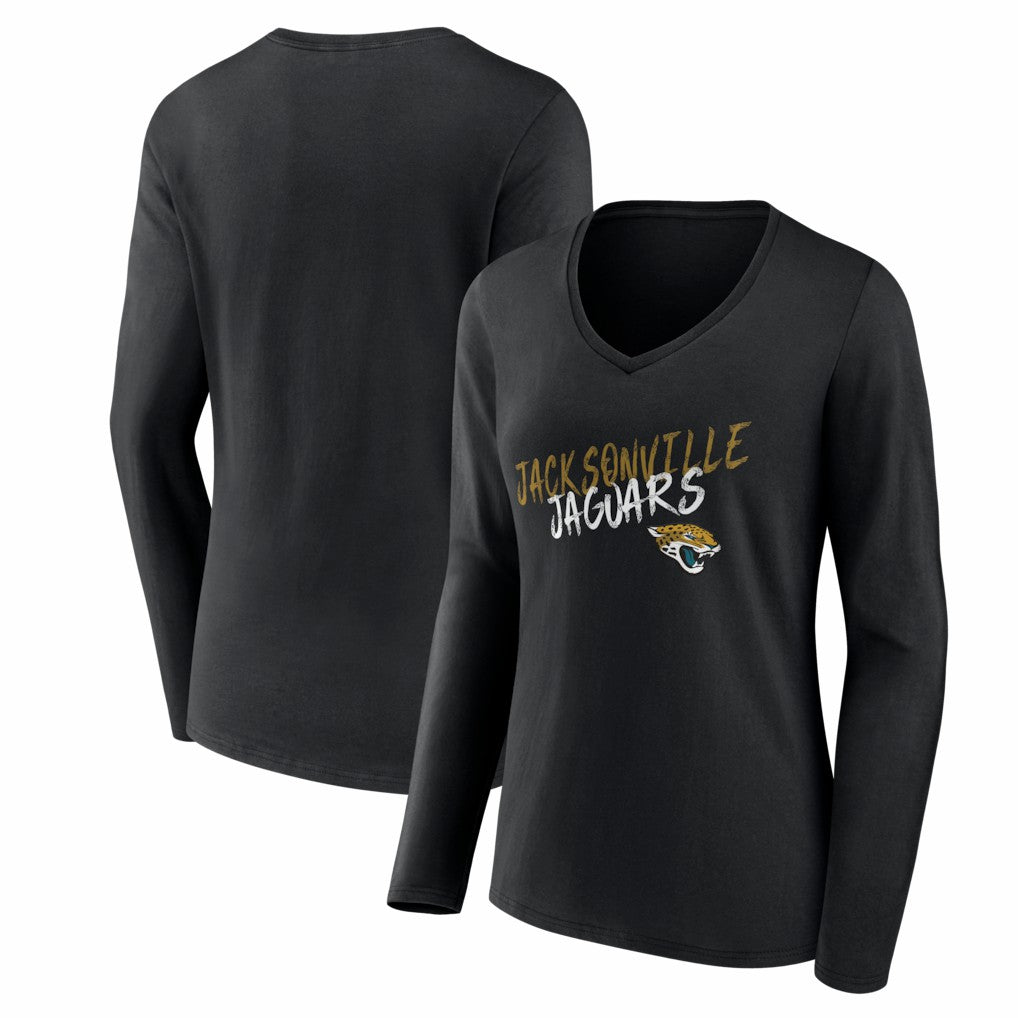 Jacksonville Jaguars Women's Hustle Long Sleeve V-Neck T-Shirt Black | NFL