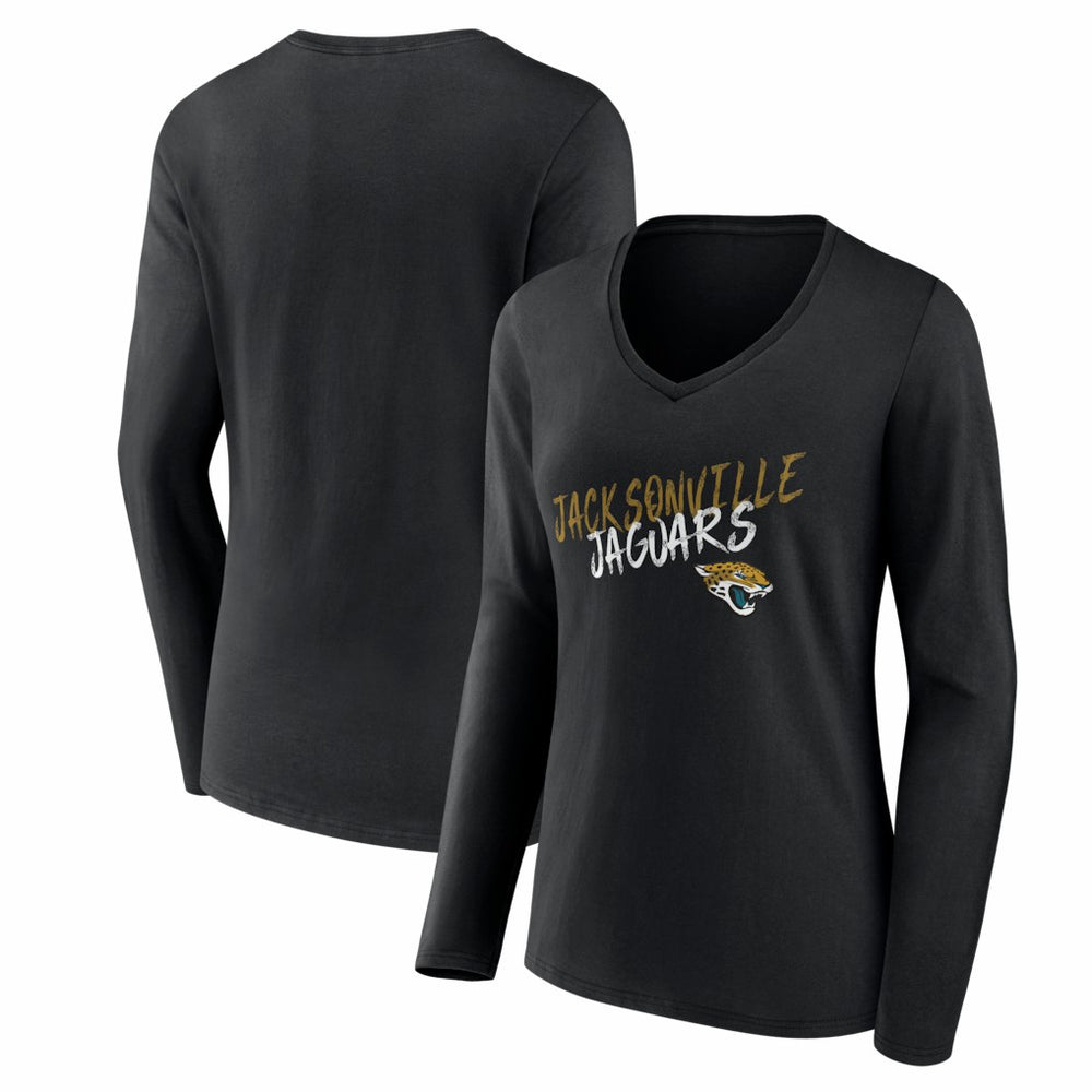 Jacksonville Jaguars Women's Hustle Long Sleeve V-Neck T-Shirt Black | NFL