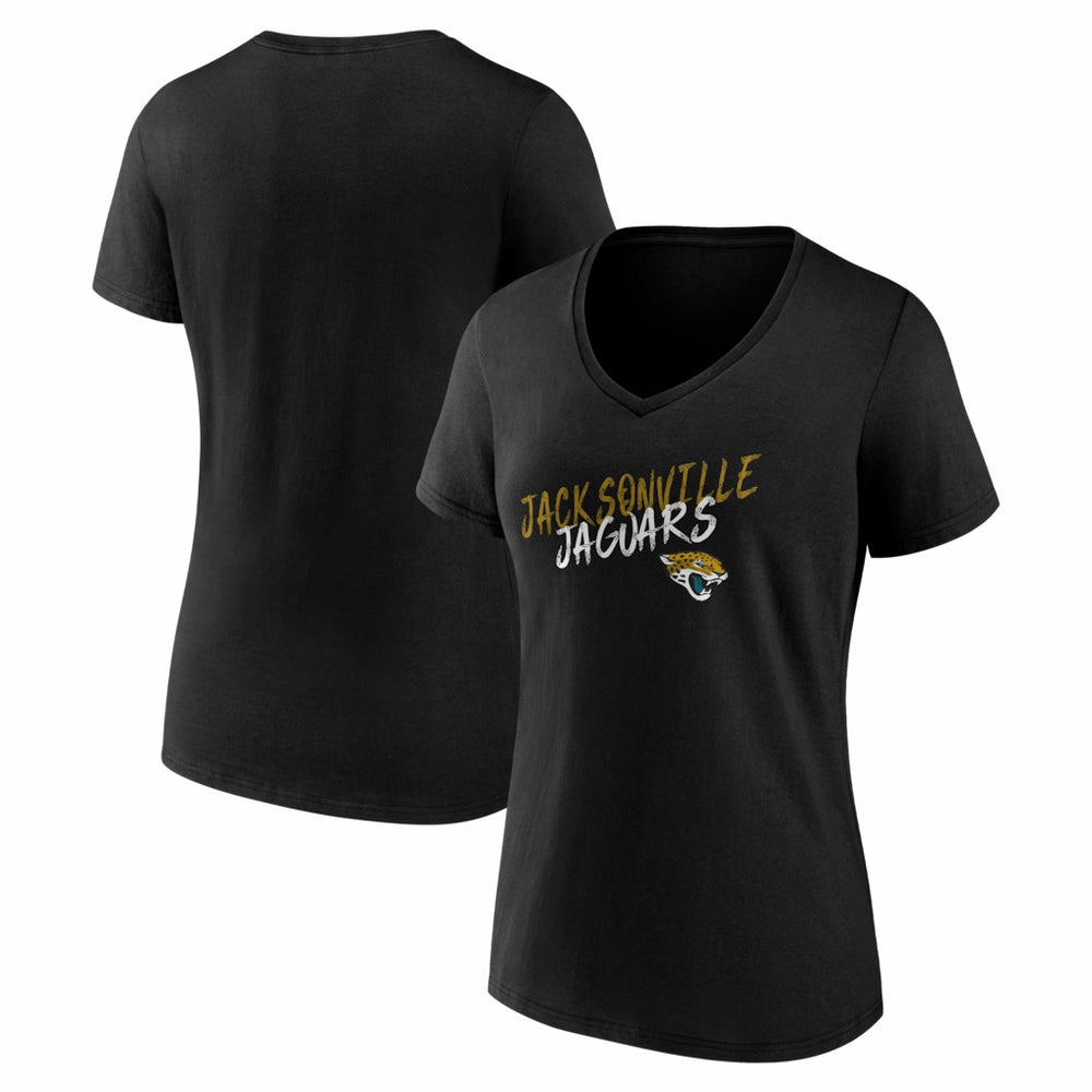 Jacksonville Jaguars Women's Hustle V-Neck T-Shirt Black | NFL