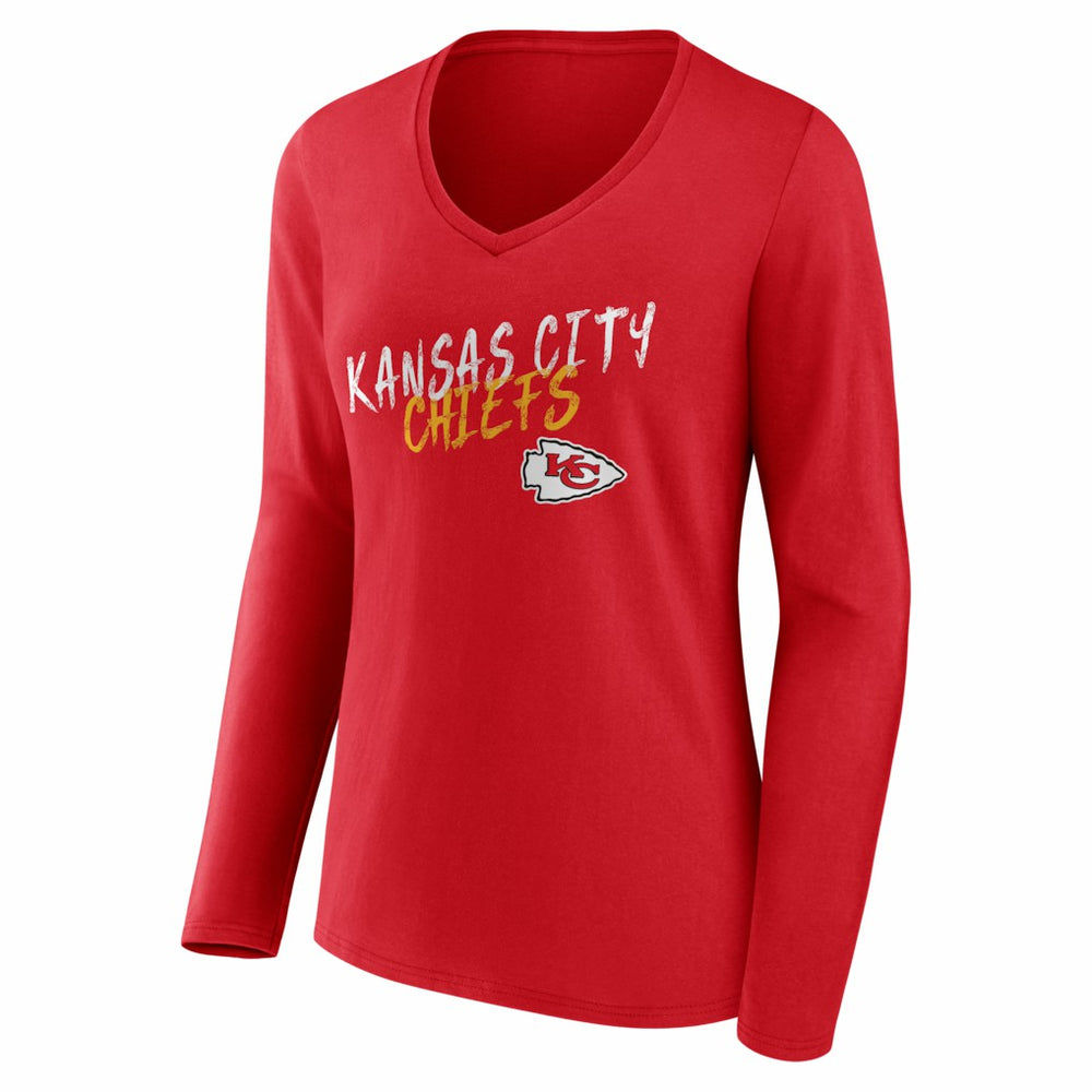 Kansas City Chiefs Women's Hustle Long Sleeve V-Neck T-Shirt Red | NFL
