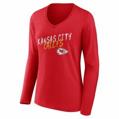 Kansas City Chiefs Women's Hustle Long Sleeve V-Neck T-Shirt Red | NFL