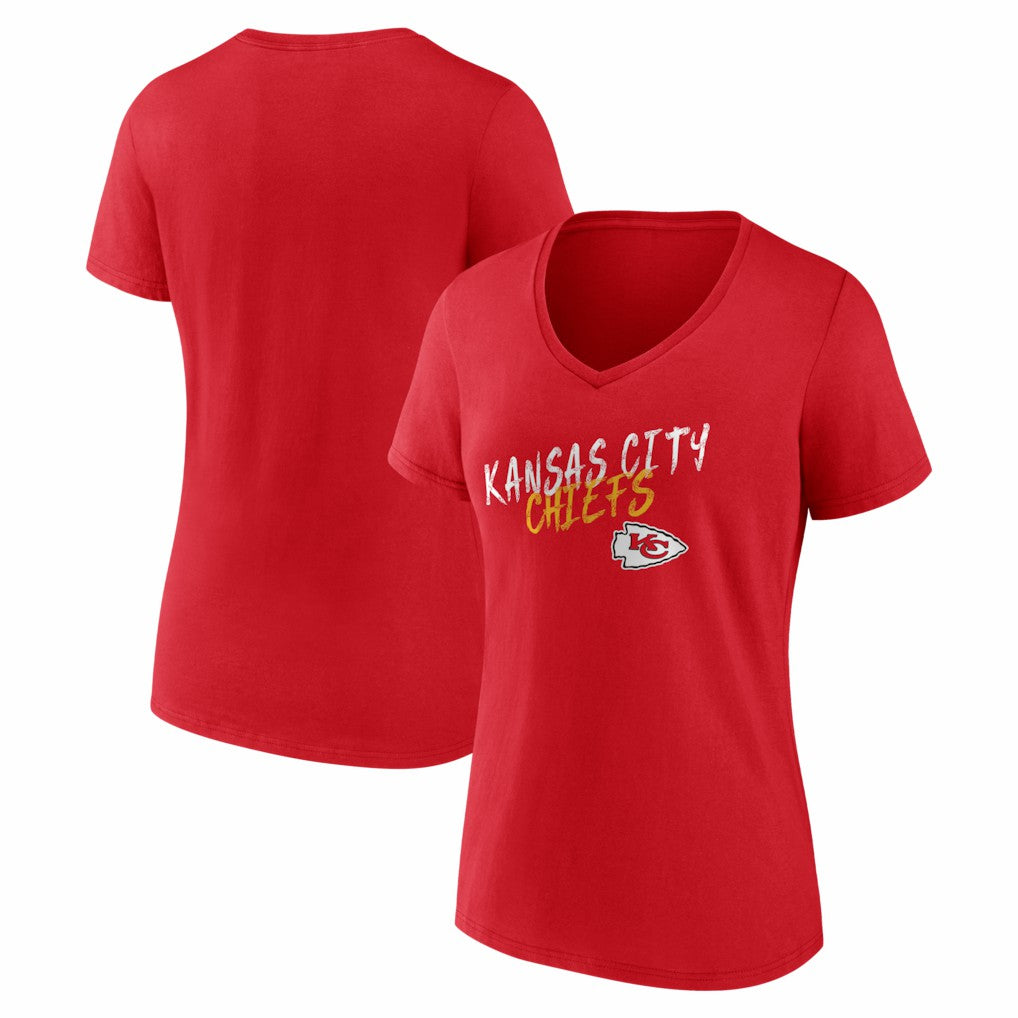 Kansas City Chiefs Women's Hustle V-Neck T-Shirt Red | NFL