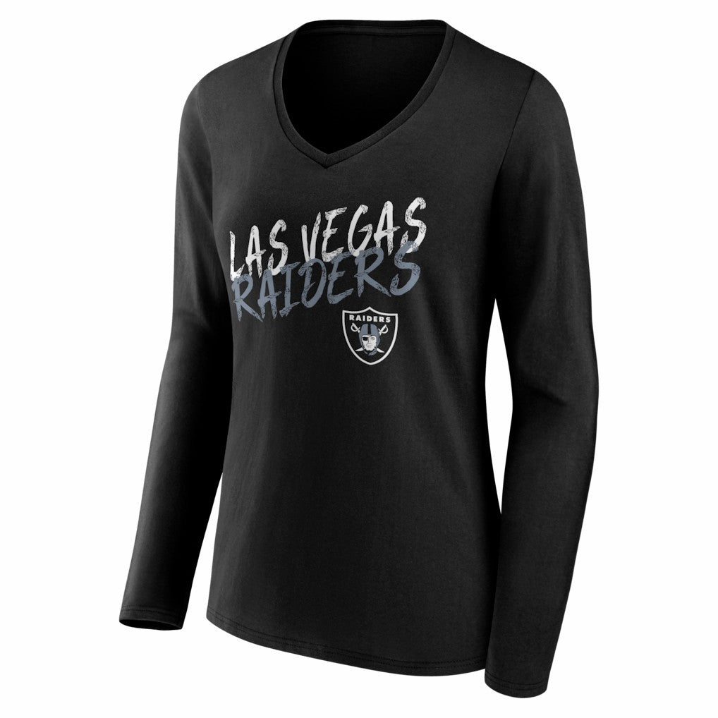 Las Vegas Raiders Women's Hustle Long Sleeve V-Neck T-Shirt Black | NFL