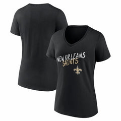 New Orleans Saints Women's Hustle V-Neck T-Shirt Black | NFL