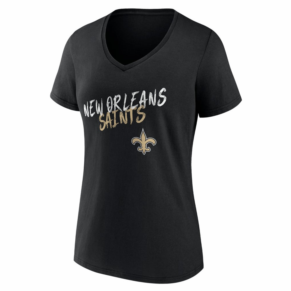 New Orleans Saints Women's Hustle V-Neck T-Shirt Black | NFL