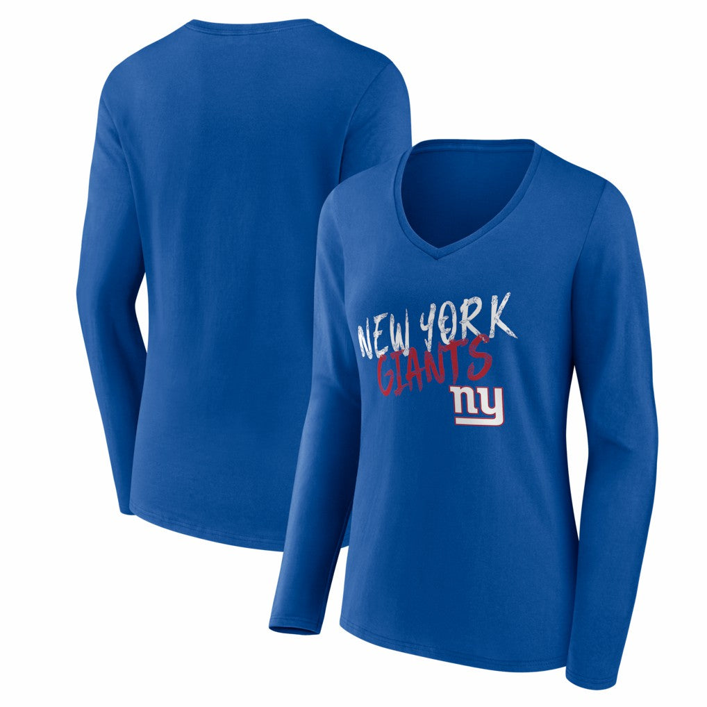 New York Giants Women's Hustle Long Sleeve V-Neck T-Shirt Royal | NFL