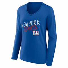 New York Giants Women's Hustle Long Sleeve V-Neck T-Shirt Royal | NFL
